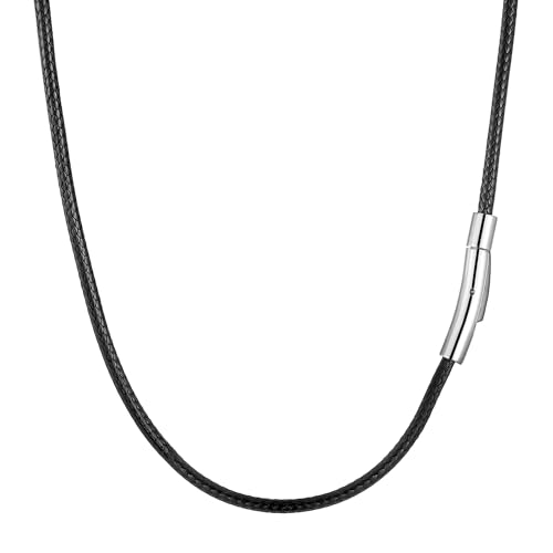 RWQIAN Lederkette Herren Leder Halskette 56cm mit Verschluss Lederband Kette für Damen Schwarz Kautschuk Kette 3mm Schmuck RWQIAN Lederkette Herren Leder Halskette 56cm mit Verschluss Lederband Kette für Damen Schwarz Kautschuk Kette 3mm Schmuck von RWQIAN