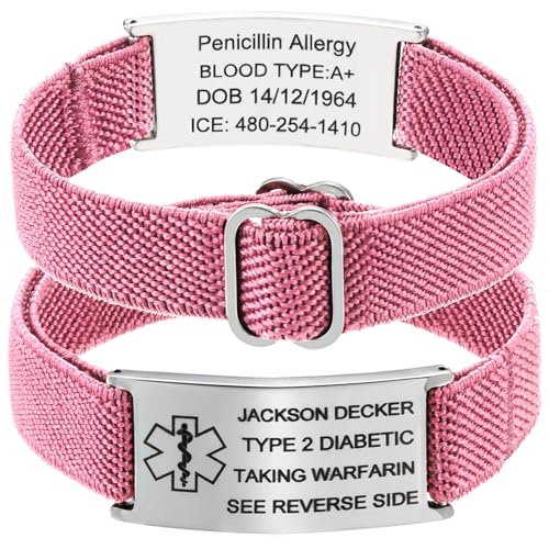 RWQIAN Medizinisches Warnarmband Damen/Herren - Medizinische Alarm Armband Personalisiert mit Info Autismus Allergie Diabetes Epilepsie rosa Notfallarmband SOS ID Armband Geschenk für Senioren Kinder RWQIAN Medizinisches Warnarmband Damen/Herren - Medizinische Alarm Armband Personalisiert mit Info Autismus Allergie Diabetes Epilepsie rosa Notfallarmband SOS ID Armband Geschenk für Senioren Kinder von RWQIAN