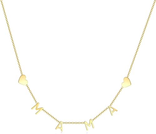 RWQIAN Muttertag Geschenk MAMA Kette Edelstahl Gold Mutter Geburtstag Geschenk MAMA Halskette 45cm von RWQIAN