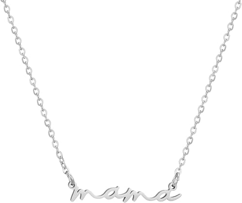 RWQIAN Muttertag Geschenk mama Kette Edelstahl Silber Mutter Geburtstag Geschenk mama Halskette 45+5cm von RWQIAN