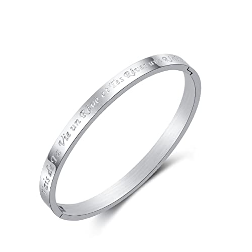 RWQIAN Silber Inspiration Phrase Armband Damen Armband Feines Edelstahl Armband Mehrere Informationen Armband Breite Armband 6 von RWQIAN