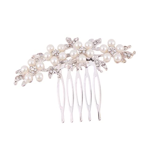 1 Packung Damen Haarspangen Blume Diamant Tiara Haarbürste Hochzeit Tiara Braut Tiara Hochzeit Haarschmuck Silber Tiara Perle Brautkamm von RWRAPS