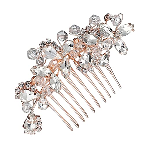 1 Stück Kamm Perlen Tiara Hochzeit Haarnadel Kristall Tiara für Frauen glänzende Tiara für Frauen Haarnadel Haarnadel Hochzeit glänzende Tiara (Roségold 7 x 4,5 cm) von RWRAPS