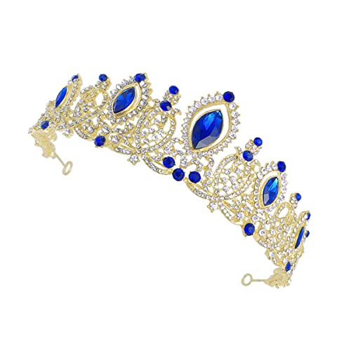 2 Stück Barock-Vintage-Kristall-Tiara, Krone, Kristall-Tiara, Kristall-Tiara und Kronen, Strass-Kristall-Krone, Tiara (Farbe: Blau, Größe: 16 x 16 x 6 cm) (blau 16 x 16 x 6 cm) von RWRAPS