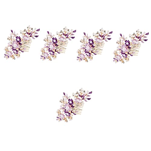2er-Pack Haarspangen Braut Haarkamm Clips Braut Seite Perücke Braut Haarspangen Hochzeit Braut Tiara Mädchen Haarschmuck Hochzeit Haarkamm (Lila 5 Stück 15,5X7CMx5 Stück) von RWRAPS