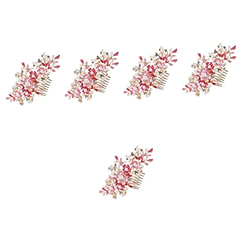 2er-Pack Haarspangen Braut Haarkamm Clips Braut Seite Perücke Braut Haarspangen Hochzeit Braut Tiara Mädchen Haarschmuck Hochzeit Haarkamm (Rosa x5 Stück 15,5X7CMx5 Stück) von RWRAPS