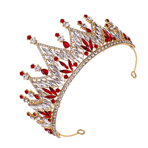 Barocke Königinkrone, Strass-Hochzeitstiara für Geburtstagsmädchen, Abschlussball, Hochzeitshaar, rote Tiara für Frauen von RWRAPS