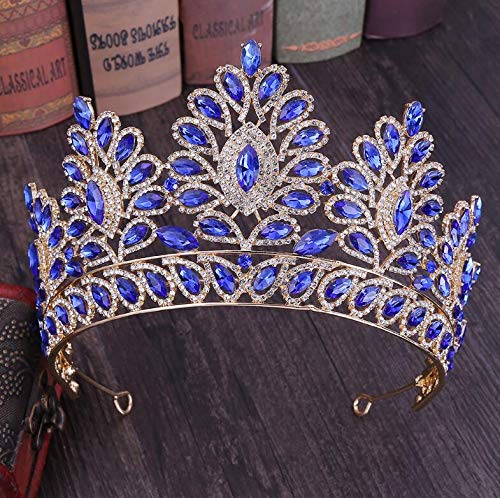 Brautkrone, neue Vintage-Tiara, Kronen, Königin, König, Braut, rosa Kristallkrone, Festzug, Braut, Hochzeit (Größe: Gold, Gold) () von RWRAPS