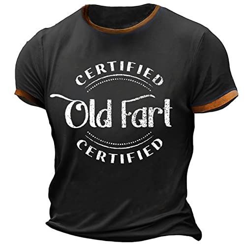 Certified Old Fart T-Shirt Herren Lustige Brief drucken Farbe Block T Shirts Kurze Ärmel Sport Tops von RWRAPS