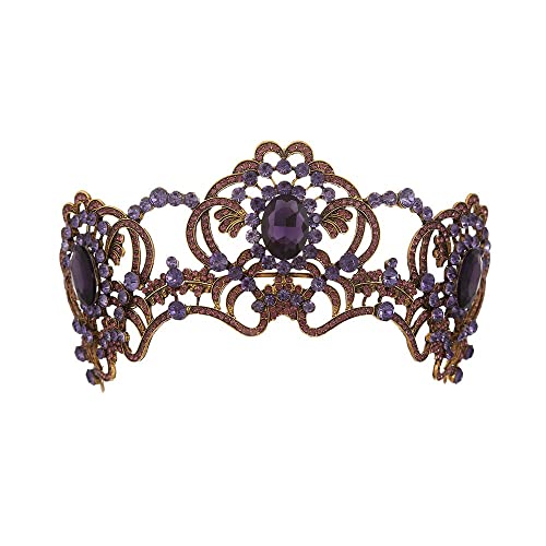 Diamant Tiara Barock Amethyst Braut Tiara Braut goldene Strass Krone Krone Stirnband Hochzeit Haarschmuck von RWRAPS