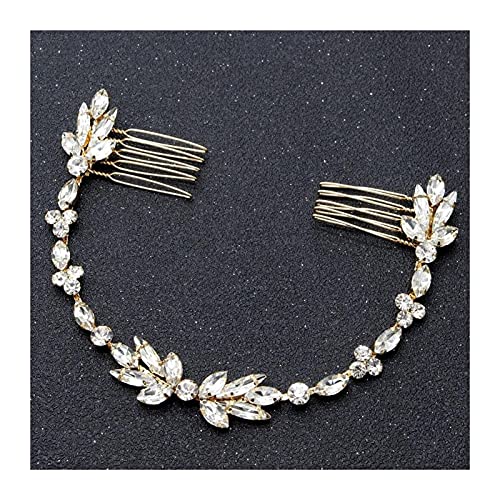 Hochzeit Kopfbedeckung Silber verdrahtet Kristall Strass Hochzeit Haarkamm Kette Stirnband Braut Stirnband Damen Haarspange (Farbe: B) von RWRAPS