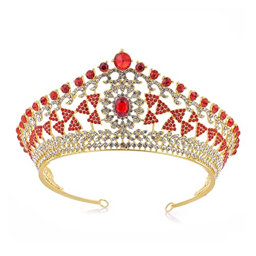 Kristallkrone Brautkrone Vintage Krone Strass Barock Krone Kopfschmuck Party Braut Prinzessin (Farbe: Silber und weiße Diamanten, Größe: Krone) (Scharlachrote Krone) von RWRAPS