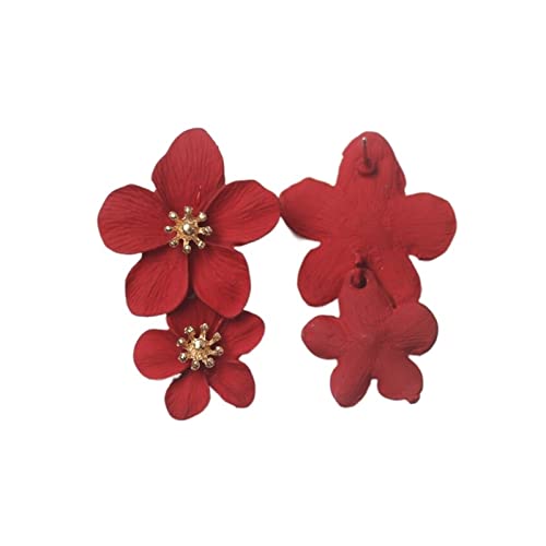 Ohrringe Damen Blumenanhänger Ohrringe Übertriebene Damen Blumenohrringe Ohrringe (Rosso) von RWRAPS