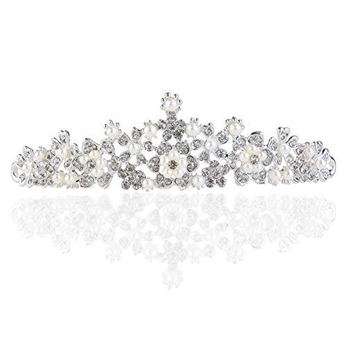 Strass-Hochzeits-Tiaras, Braut-Prinzessin-Stirnband, Perlenkrone, Braut- und Mädchen-Tiara für Frauen von RWRAPS