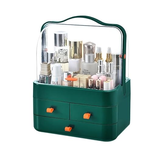 Tragbare Make Up Organizer, Kosmetische Aufbewahrungs Box, Beauty Organizer mit Staubdichtem Deckel,Staubgeschützte Kosmetik- Aufbewahrungsbox,Griff mit Deckel B von RWRAPS