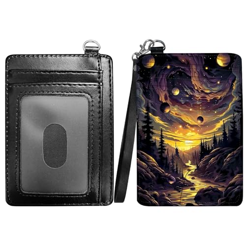 RWUTYTIUL Dragon Slim Minimalist Wallet with Lanyard Strap, PU Leather Front Pocket Wallet RFID Blocking Credit Card Holder Card Cases with ID Window for Man Woman Boy Girl, Yellow Creek RWUTYTIUL Dragon Slim Minimalist Wallet with Lanyard Strap, PU Leather Front Pocket Wallet RFID Blocking Credit Card Holder Card Cases with ID Window for Man Woman Boy Girl, Yellow Creek von RWUTYTIUL