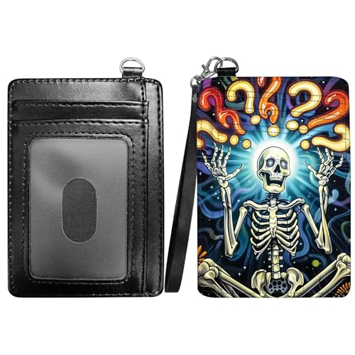 RWUTYTIUL Dragon Slim Wallet Minimalistische Geldbörse mit Handschlaufe Fronttasche PU Leder RFID Blockierung Kreditkartenhalter Kartenhalter Kartenhalter mit Ausweisfenster für Männer Frauen, Schädel von RWUTYTIUL