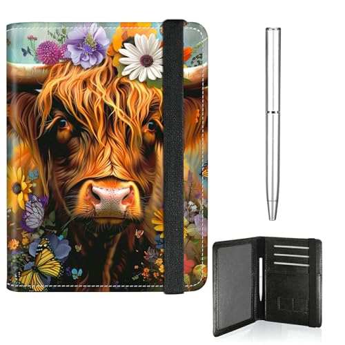 RWUTYTIUL Reisepass- und Impfkartenhalter, niedlicher Reisepasshalter, elastisches Band, Brieftasche, RFID-blockierend, PU-Leder, Kartenetui, Reisezubehör mit Stift, für Damen und Herren, 598 von RWUTYTIUL