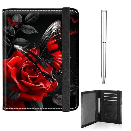 RWUTYTIUL Reisepass- und Impfkartenhalter, niedlicher Reisepasshalter, elastisches Band, Brieftasche, RFID-blockierend, PU-Leder, Kartenetui, Reisezubehör mit Stift, für Damen und Herren, 620 von RWUTYTIUL