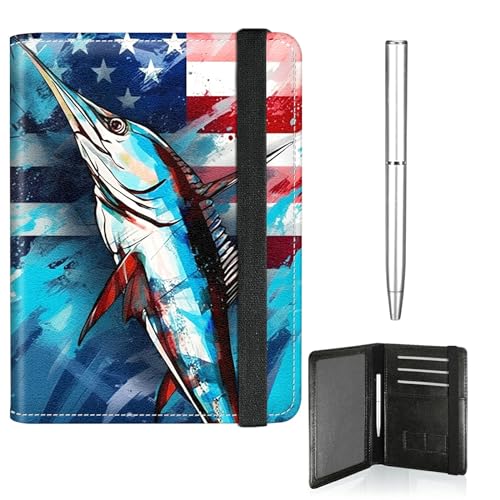 RWUTYTIUL Reisepass- und Impfkartenhalter, niedlicher Reisepasshalter, elastisches Band, Brieftasche, RFID-blockierend, PU-Leder, Kartenetui, Reisezubehör mit Stift, für Damen und Herren, Wal mit von RWUTYTIUL