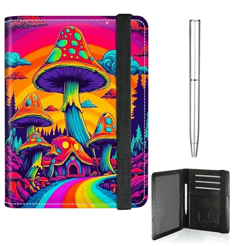 RWUTYTIUL Reisepasshülle mit Schmetterlingsmotiv für Reisen, Damen, Herren, Leder, Reisepass- und Impfkartenhalter, Kombi, Gummiband, Brieftasche, RFID-blockierend, Reisepässe, Buchhalter mit Stift von RWUTYTIUL