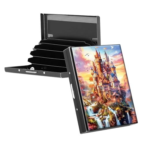 RWUTYTIUL Visitenkartenetui aus Metall für Damen und Herren, Aluminium, RFID-Kartenhalter, rechteckig, Kreditkartenetui für Kreditkarten, Ausweise, Reisebrieftasche, Zubehör, amerikanische Flagge von RWUTYTIUL