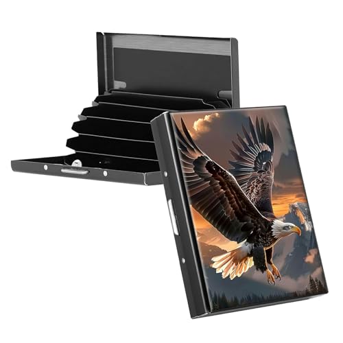 RWUTYTIUL Visitenkartenetui aus Metall für Damen und Herren, RFID-Kartenhalter, rechteckig, Kreditkartenetui für Kreditkarten, Ausweise, Reisebrieftasche, Zubehör, amerikanisches Hirsch, Adlergebirge von RWUTYTIUL