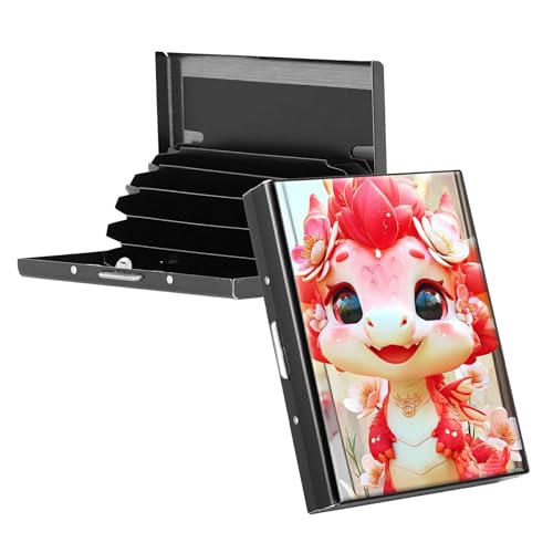 RWUTYTIUL Visitenkartenhalter für Geldbörse, schlankes Aluminium, RFID-Tasche, Metall, rechteckig, Tarjetero-Etui für Kreditkarten, Ausweise, Reisezubehör, Damen und Herren, Flamingo-Himmel, KBE-913 von RWUTYTIUL