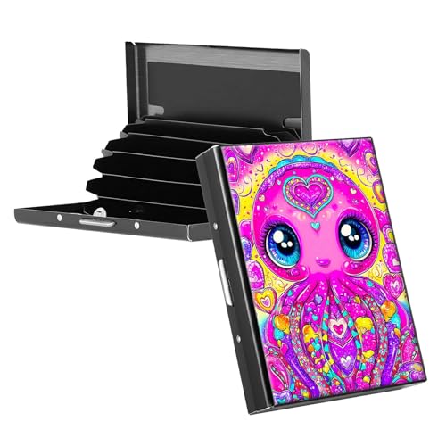 RWUTYTIUL Visitenkartenhalter für Geldbörse, schlankes Aluminium, RFID-Tasche, Metall, rechteckig, Tarjetero-Etui für Kreditkarten, Ausweise, Reisezubehör, Damen und Herren, Flamingo-Himmel, KBE-894 von RWUTYTIUL