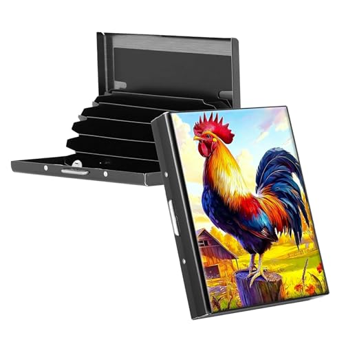 RWUTYTIUL Visitenkartenhalter für Geldbörse, schlankes Aluminium, RFID-Tasche, Metall, rechteckig, Tarjetero-Etui für Kreditkarten, Ausweise, Reisezubehör, Damen und Herren, Flamingo-Himmel, KBE-893 von RWUTYTIUL