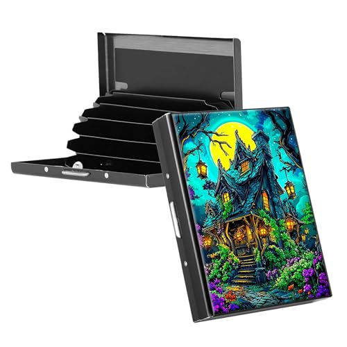 RWUTYTIUL Visitenkartenhalter für Geldbörse, schlankes Aluminium, RFID-Tasche, Metall, rechteckig, Tarjetero-Etui für Kreditkarten, Ausweise, Reisezubehör, Damen und Herren, Violett, KBE-881 von RWUTYTIUL