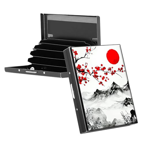 RWUTYTIUL Visitenkartenhalter für Geldbörse, schlankes Aluminium, RFID-Tasche, Metall, rechteckig, Tarjetero-Etui für Kreditkarten, Ausweise, Reisezubehör, Damen und Herren, lila Drache, KBE-826 von RWUTYTIUL