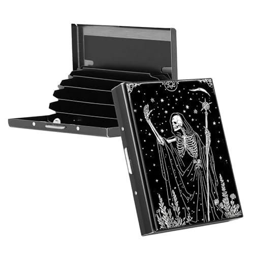 RWUTYTIUL Visitenkartenhalter für Geldbörse, schlankes Aluminium, RFID-Tasche, Metall, rechteckig, Tarjetero-Etui für Kreditkarten, Ausweise, Reisezubehör, Damen und Herren, lila Drache, KBE-831 von RWUTYTIUL