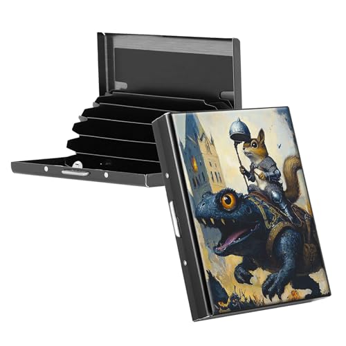 RWUTYTIUL Visitenkartenhalter für Geldbörse, schlankes Aluminium, RFID-Tasche, Metall, rechteckig, Tarjetero-Etui für Kreditkarten, Ausweise, Reisezubehör, Damen und Herren, lila Drache, KBE-833 von RWUTYTIUL