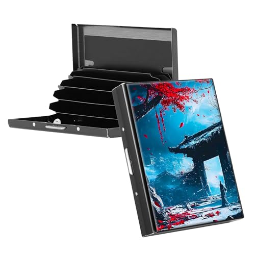 RWUTYTIUL Visitenkartenhalter für Geldbörse, schlankes Aluminium, RFID-Tasche, Metallgeldbörse, rechteckig, Tarjetero-Etui für Kreditkarten, Ausweise, Reisezubehör, Damen und Herren, lila Flaming von RWUTYTIUL