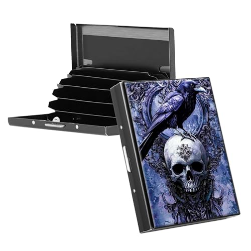 RWUTYTIUL Visitenkartenhalter für Geldbörse, schlankes Aluminium, RFID-Tasche, Metallgeldbörse, rechteckig, Tarjetero-Etui für Kreditkarten, Ausweise, Reisezubehör, Damen und Herren, lila Flaming von RWUTYTIUL