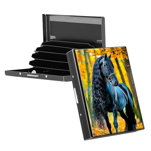 RWUTYTIUL Visitenkartenhalter für Geldbörse, schlankes Aluminium, RFID-Tasche, Metallgeldbörse, rechteckig, Tarjetero-Etui für Kreditkarten, Ausweise, Reisezubehör, Damen und Herren, lila Flaming von RWUTYTIUL