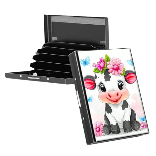 RWUTYTIUL Visitenkartenhalter für Geldbörse, schlankes Aluminium, RFID-Tasche, Metallgeldbörse, rechteckig, Tarjetero-Etui für Kreditkarten, Ausweise, Reisezubehör, Damen und Herren, lila Flaming von RWUTYTIUL