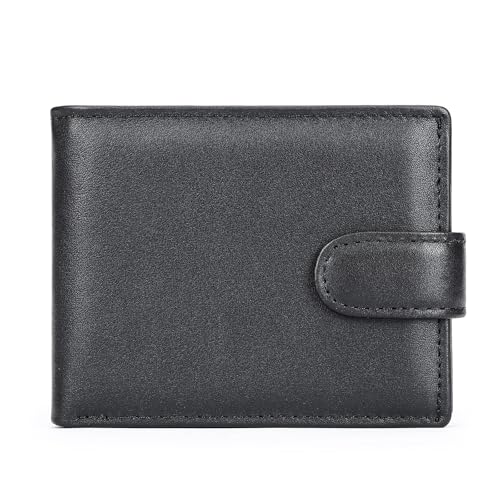 Leder Geldbörse für Herren Geldklammer Multifunktionale Kopfschicht Rindsleder Portmonee klein Männer Brieftasche Herren Premium Sense Vintage Rindsleder Kurze Portemonnaie mit RFID-Schutz Schwarz-2 von RWXCOW