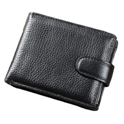 Leder Geldbörse für Herren Geldklammer Multifunktionale Kopfschicht Rindsleder Portmonee klein Männer Brieftasche Herren Premium Sense Vintage Rindsleder Kurze Portemonnaie mit RFID-Schutz Schwarz von RWXCOW