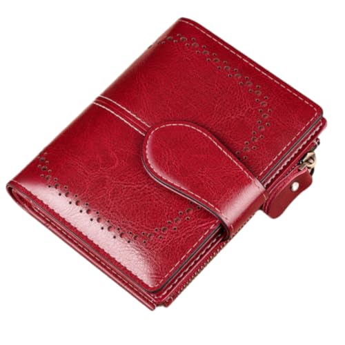 Neue Leder Damen Klein Geldbörse Frauen Kurze Große Kapazität Portemonnaie Geldbörsen RFID-Schutz Multifunktionale Münze Geldbeutel Leder Rot von RWXCOW