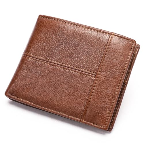 RWXCOW Leder Geldbörse Herren I Echtleder Portmonee Herren I RFID Schutz I Querformat I Herren Geldbörse mit Münzfach I 11/13/16 Kartenfächer I Geldbeutel Herren I eleganter Box I A-Lychee-Muster von RWXCOW