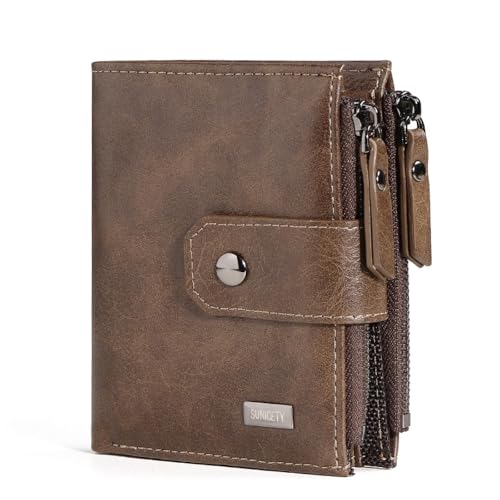 RWXCOW Leder Geldbörse Herren I Echtleder Portmonee Herren I RFID Schutz I Querformat I Herren Geldbörse mit Münzfach I 11/13/16 Kartenfächer I Geldbeutel Herren I eleganter Box I C-Braun von RWXCOW