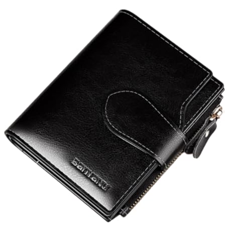 RWXCOW Neue Leder Damen Klein Geldbörse Frauen Kurze Große Kapazität Damen Portemonnaie Geldbörsen RFID-Schutz Multifunktionale Münze Geldbeutel Leder Damen Geldbörse Schwarz-StyleB von RWXCOW