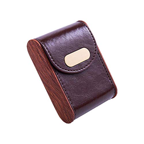 Zigarettenetui 20 Zigaretten Zigarettenbox Holz Zigaretten Zigaretten Box Cigarette case pu + massivholz, größe 9,8 * 7 * 2,5 cm Kaffee von RWXCOW