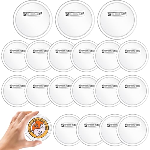 RXKFIGX 30 Stück Buttons Selber Machen Ohne Buttonmaschine,60mm Transparente DIY Ansteckbuttons Set mit Pin Anstecker Selber Machen Button zum Selbermachen für Foto Bild Kleidung Schule von RXKFIGX