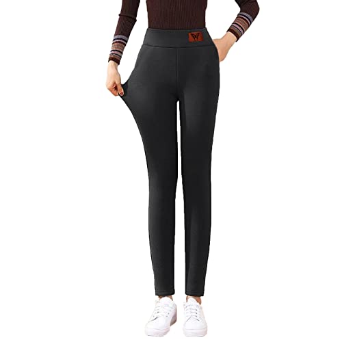 RXLLDOLY Thermoleggings für Damen Gefüttert Leggings, High Waist Winter Leggings Verdickte Innenfleece Laufhose mit Tasche, Kaschmir Hosen Warme Dicke Strumpfhose Jogginghose Dehnbare Yogahosen S-5XL von RXLLDOLY