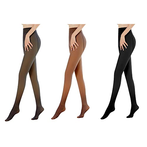 RXLLDOLY Thermostrumpfhosen Damen Winter, Makellose Beine Gefälschte Durchscheinende Warm Fleece Gefütterte Strumpfhose, Plüschstrümpfe verdickte Pantyhose Leggings von RXLLDOLY