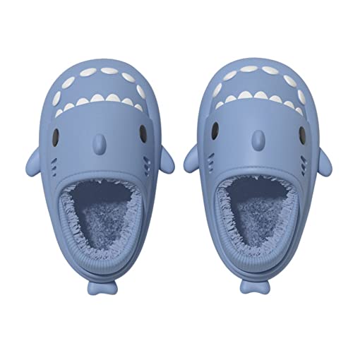 RXLLDOLY Winter 3D Shark Slides, Herausnehmbare Innenseite Weiche Cloudyz Hai Hausschuhe Schlappen für Damen Herren, wasserdichte rutschfest Plüsch Slippers für drinnen draußen Pantoffeln von RXLLDOLY