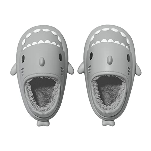 RXLLDOLY Winter 3D Shark Slides, Herausnehmbare Innenseite Weiche Cloudyz Hai Hausschuhe Schlappen für Damen Herren, wasserdichte rutschfest Plüsch Slippers für drinnen draußen Pantoffeln von RXLLDOLY